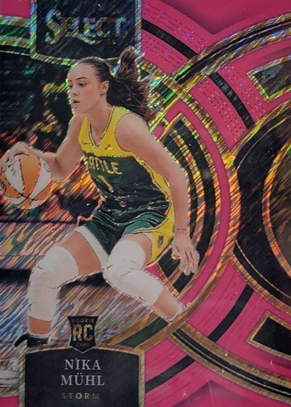 Nika Muhl 2024 Select WNBA #162 Premier Level Pink Shimmer FOTL /3 Rookie SGC 10