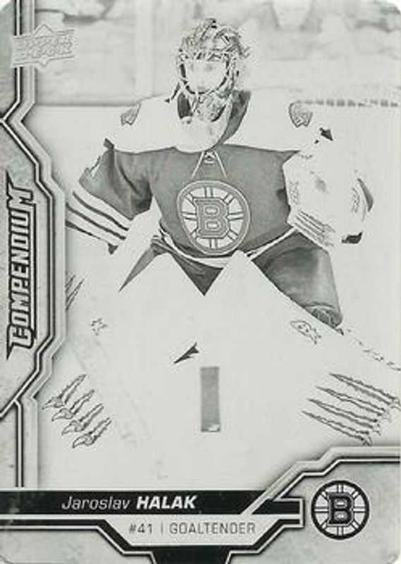 Jaroslav Halak 2018 Upper Deck Compendium #482 Printing Plates Black /1 RAW