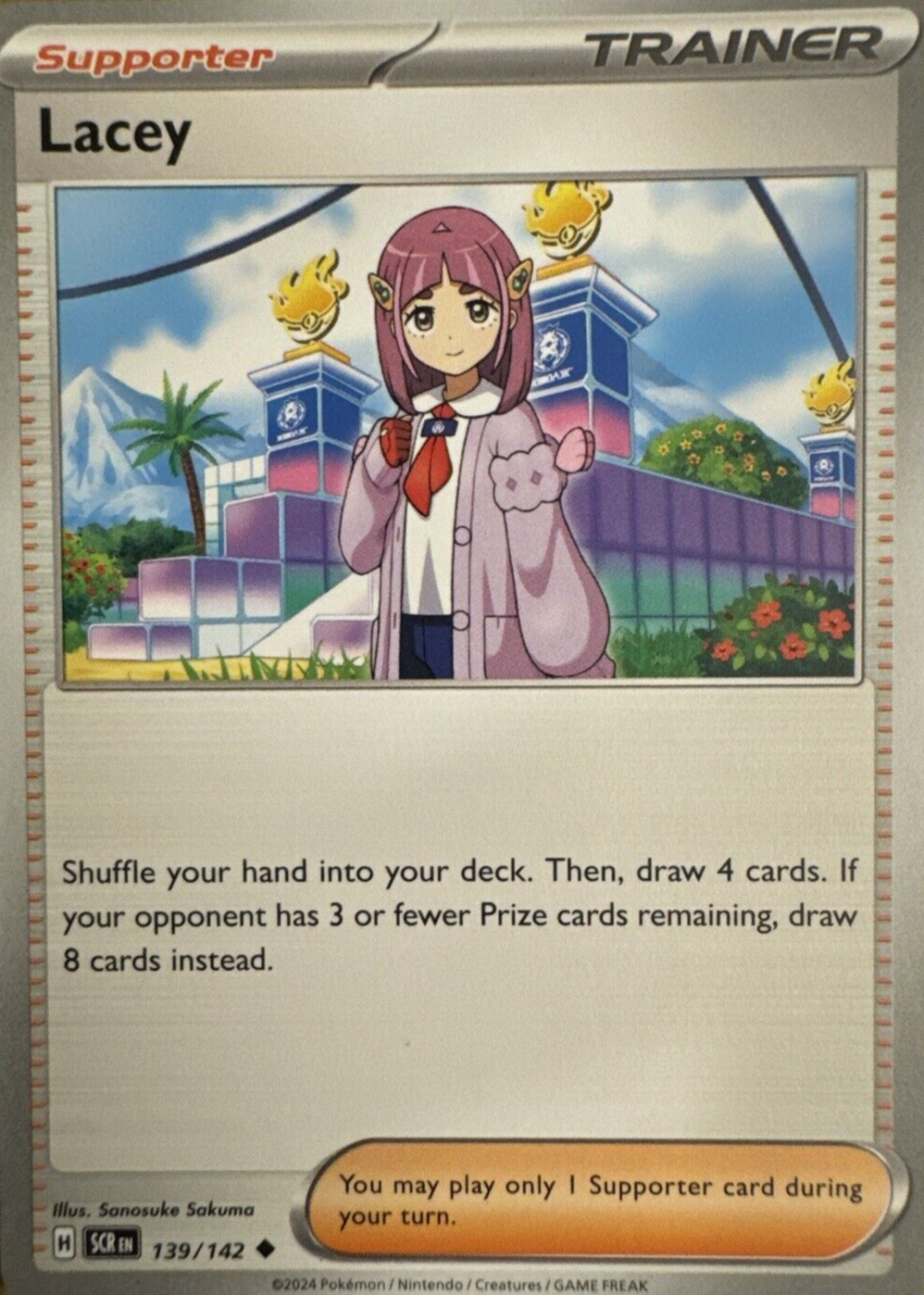 lacey pokemon card full art Scarlet and Violet Stellar Crown #172/142 Special Illustration Rare Holo Trading style setup or your main portfolio Lacey Pokemon Cards Price Guide
