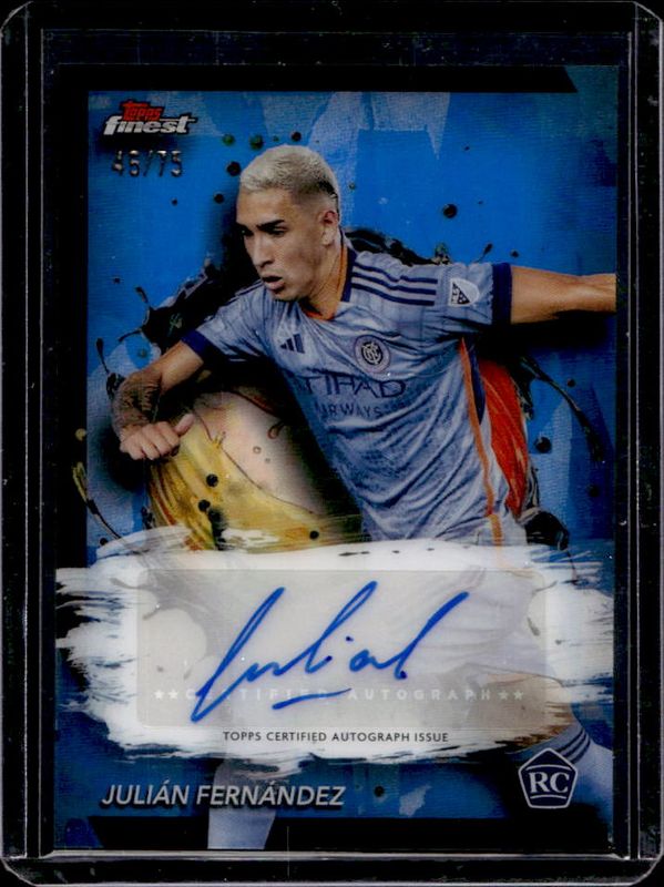 Julian Fernandez 2024 Topps Finest MLS #BA-JU Autographs - Blue Refractor /75 Rookie RAW