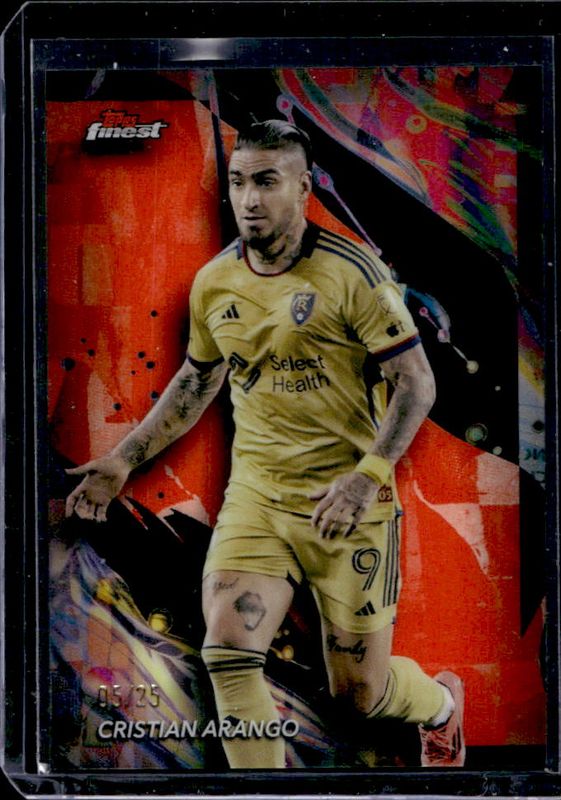 Cristian Arango 2024 Topps Finest MLS #101 Orange Refractor RAW