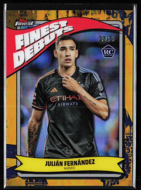 Julian Fernandez 2024 Topps Finest MLS #FD-8 Finest Debuts - Gold Refractor /50 Rookie RAW