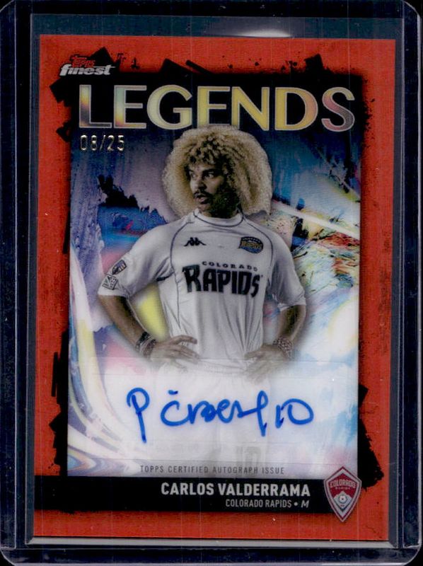 Carlos Valderrama 2024 Topps Finest MLS #FLA-CV Finest Legends Autographs - Orange Refractor /25 RAW
