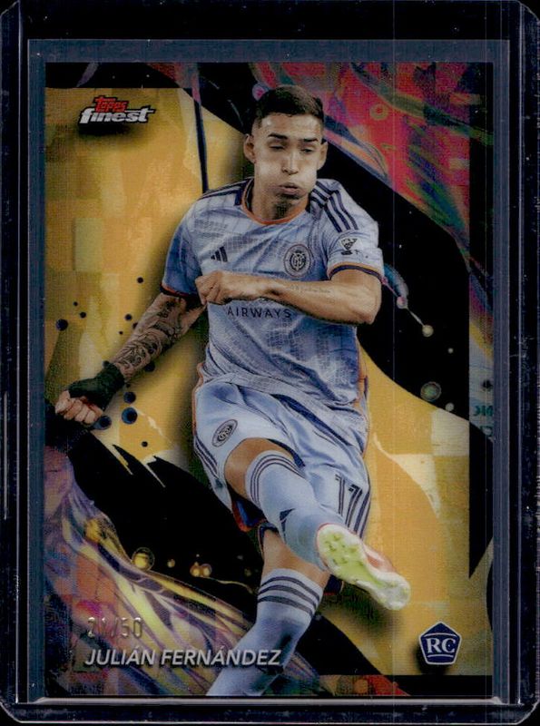 Julian Fernandez 2024 Topps Finest MLS #117 Gold Refractor Rookie RAW