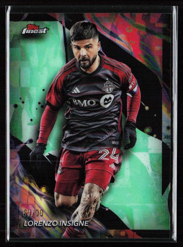 Lorenzo Insigne 2024 Topps Finest MLS #134 Neon Green Refractor RAW