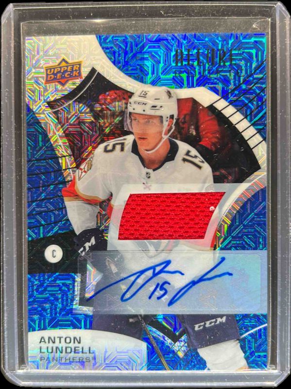 2021 Upper Deck Allure #105 Auto Mem - Blue Line /75