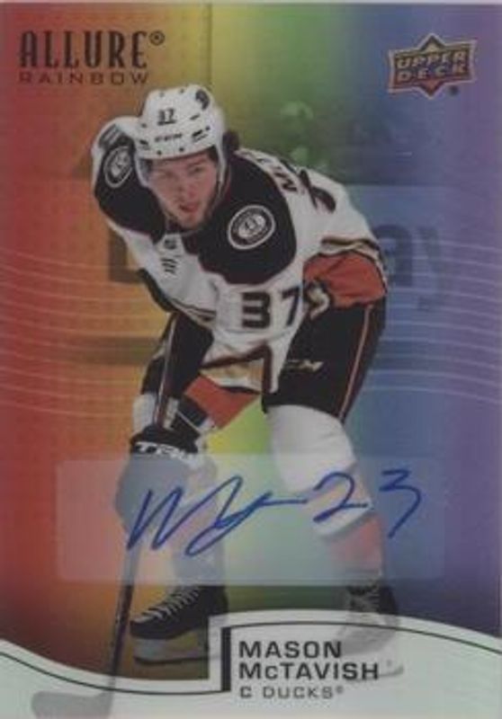 Mason McTavish 2021 Upper Deck Allure #R-3 Rainbow Full Rainbow Autographs Rookie RAW