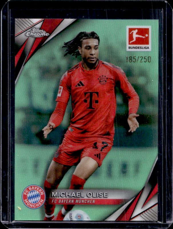 Michael Olise 2024 Topps Chrome Bundesliga #82 Neon Green Refractor /250 RAW