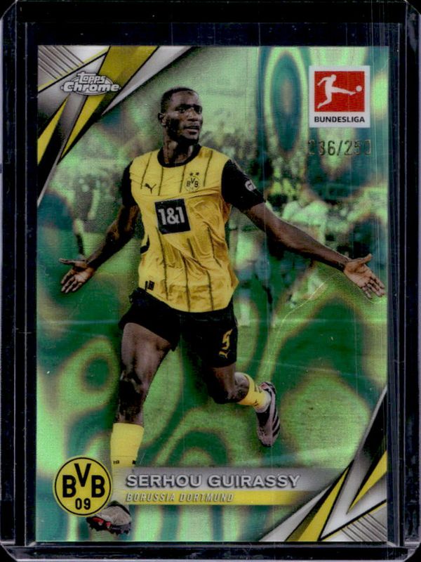 Serhou Guirassy 2024 Topps Chrome Bundesliga #28 Neon Green Lava Refractor /250 RAW