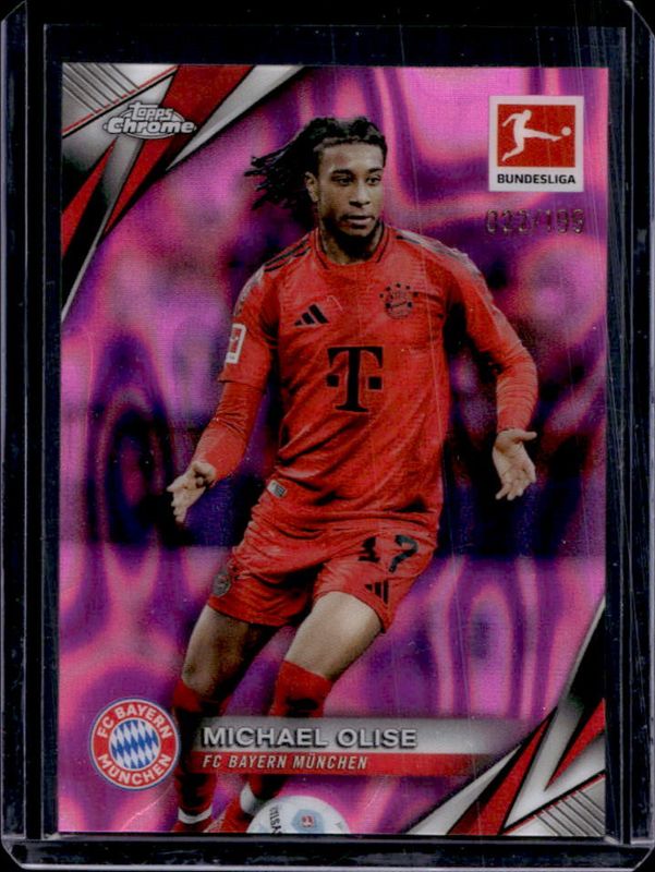 Michael Olise 2024 Topps Chrome Bundesliga #82 Pink Lava Refractor /199 RAW