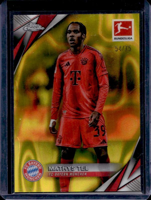 Mathys Tel 2024 Topps Chrome Bundesliga #83 Yellow Lava Refractor /75 RAW