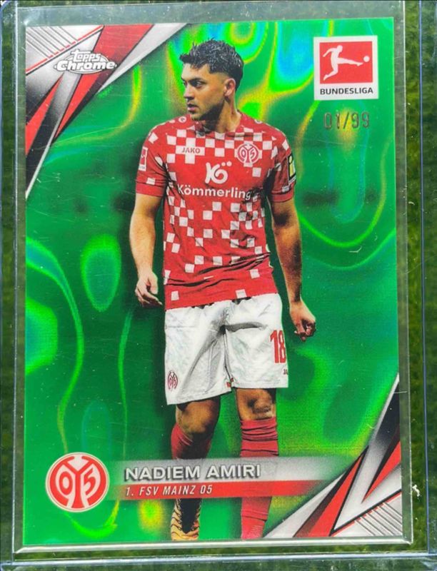Nadiem Amiri 2024 Topps Chrome Bundesliga #70 Green Lava Refractor /99 RAW
