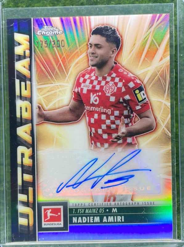 Nadiem Amiri 2024 Topps Chrome Bundesliga #UBA-NA Ultrabeam Autographs /300 RAW