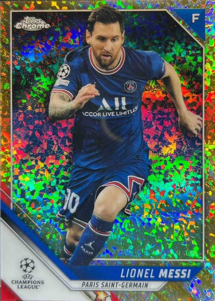 Lionel Messi 2021 Topps Chrome UEFA Champions League #100 Gold 