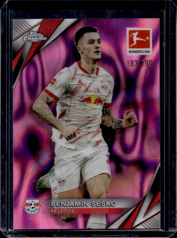 Benjamin Sesko 2024 Topps Chrome Bundesliga #62 Pink Lava Refractor /199 RAW