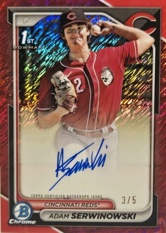 Adam Serwinowski 2024 Bowman Chrome #CPA-ASE Prospect Auto - Red Shimmer Refractor /5 (1st) RAW