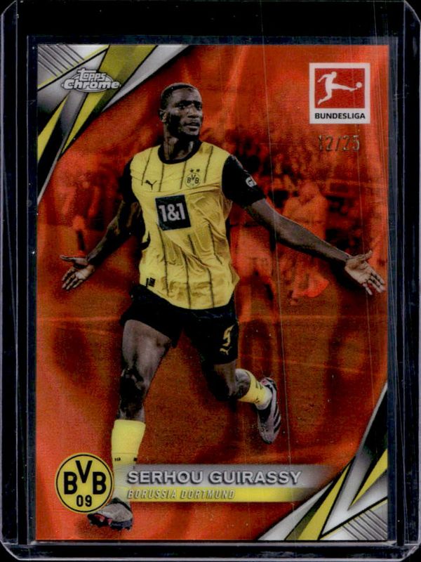 Serhou Guirassy 2024 Topps Chrome Bundesliga #28 Orange Lava Refractor /25 RAW