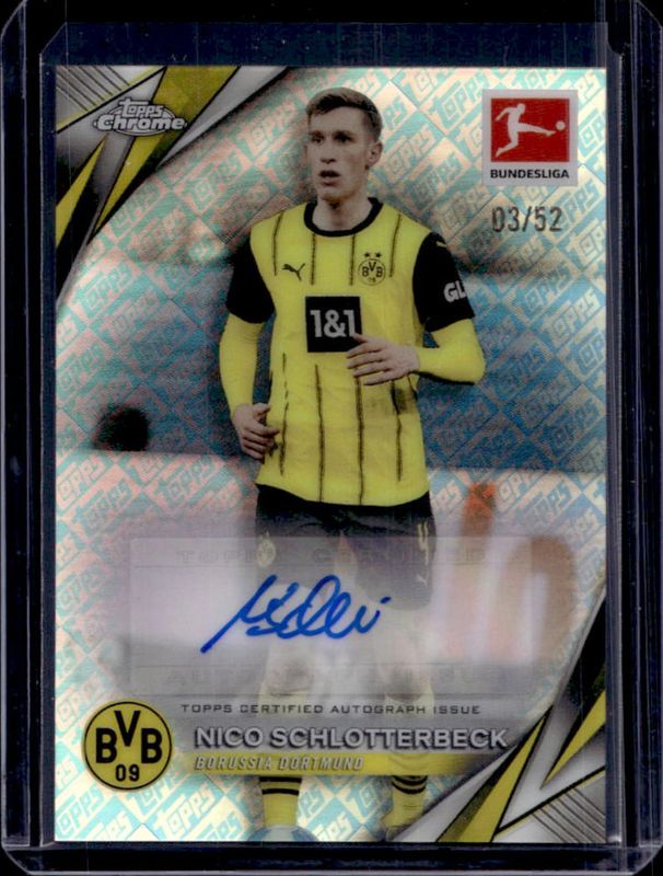 Nico Schlotterbeck 2024 Topps Chrome Bundesliga #BA-NS Base Autographs - ToppsFractor /52 RAW