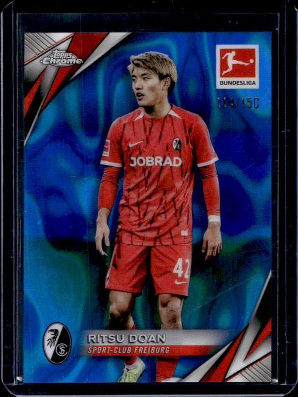 Ritsu Doan 2024 Topps Chrome Bundesliga #40 Blue Lava Refractor /150 RAW