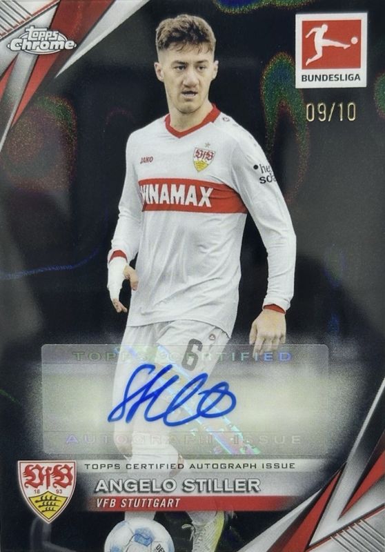 Angelo Stiller 2024 Topps Chrome Bundesliga #BA-ANS Base Autographs - Black Lava Refractor /10 RAW
