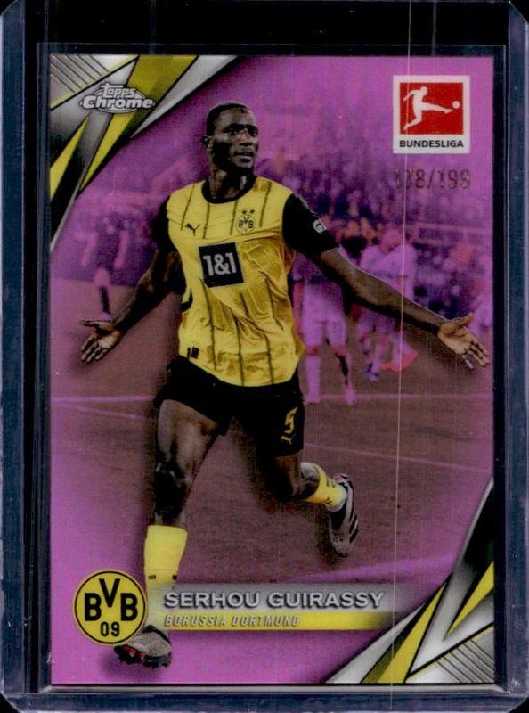 Serhou Guirassy 2024 Topps Chrome Bundesliga #28 Pink Refractor /199 RAW