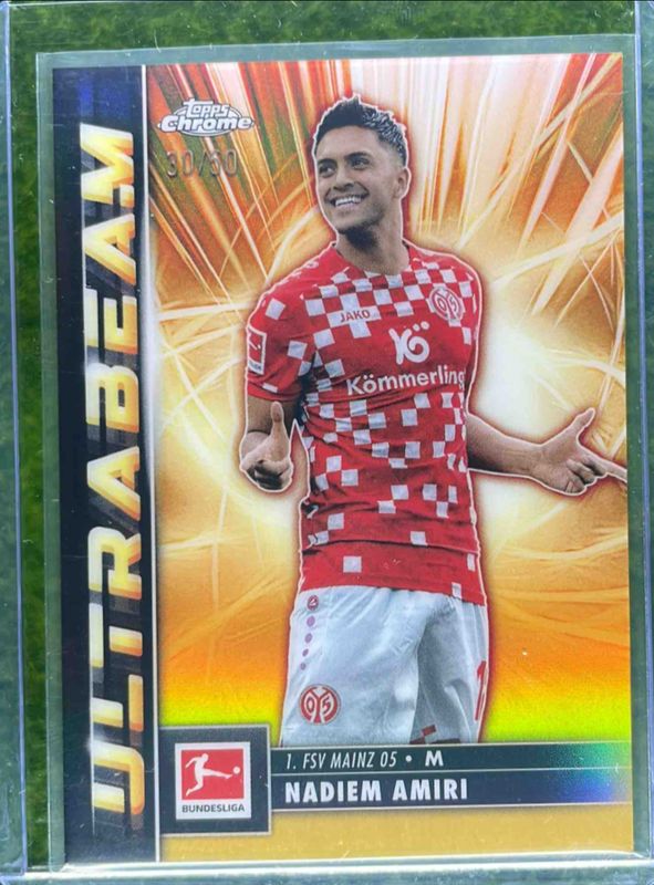 Nadiem Amiri 2024 Topps Chrome Bundesliga #UB-6 Ultrabeam - Gold Refractor /50 RAW