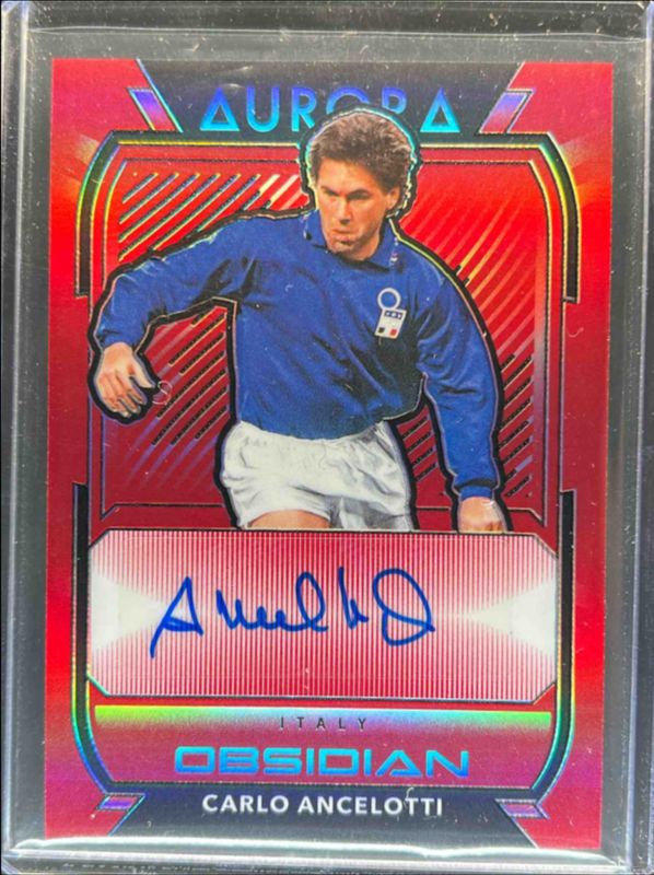 Carlo Ancelotti 2020 Obsidian #AU-CA Aurora Autographs - Red Flood /44 RAW