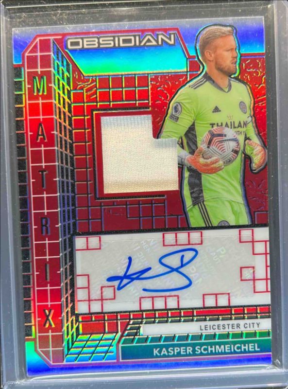 Kasper Schmeichel 2020 Obsidian #MM-KSC Matrix Material Autographs - Red Flood /44 RAW