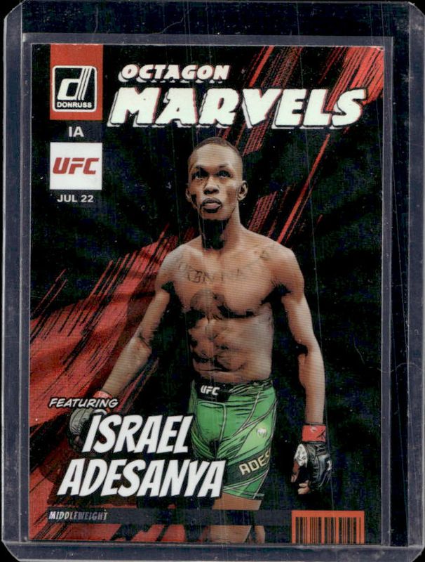 Israel Adesanya 2022 Donruss UFC #5 Magicians Holo Orange Laser RAW
