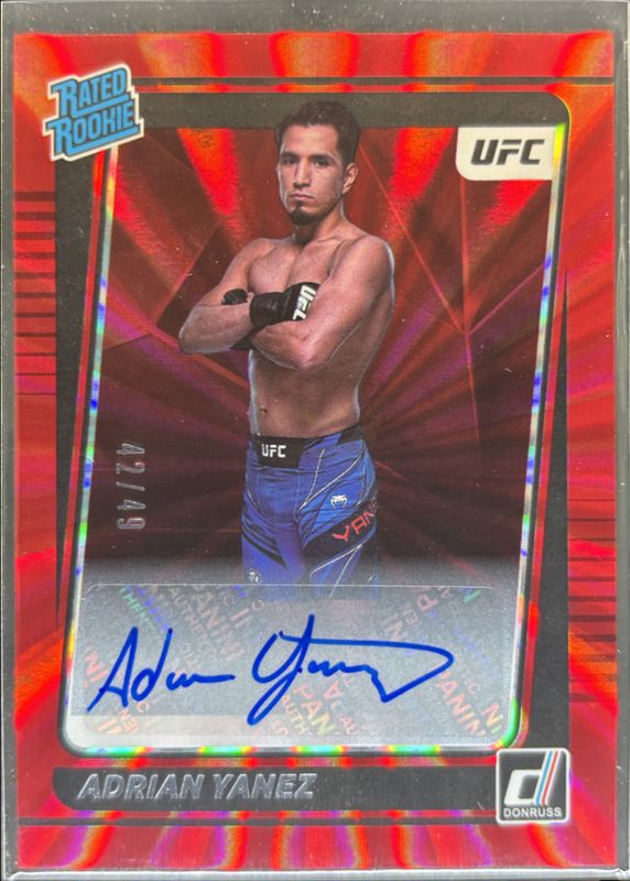 Adrian Yanez 2022 Donruss UFC #209 Signatures - Holo Red Laser /49 Rookie RAW