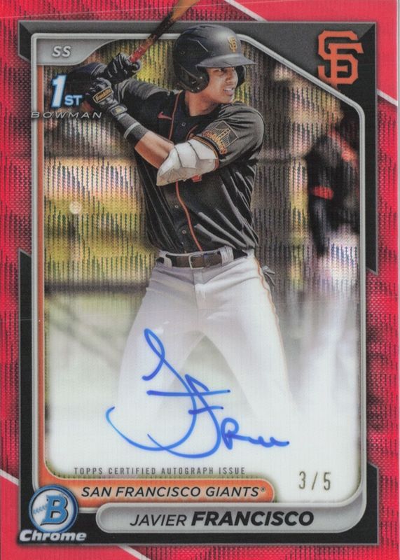 2024 Bowman Chrome #CPA-JFA Prospect Auto - Red Wave Refractor /5 (1st)