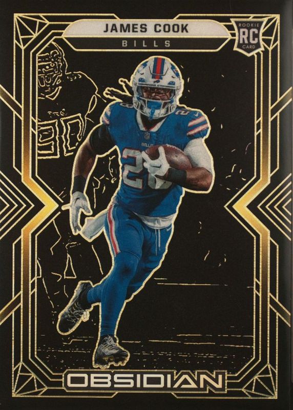 James Cook 2022 Obsidian #109 Electric Etch Yellow /25 Rookie RAW