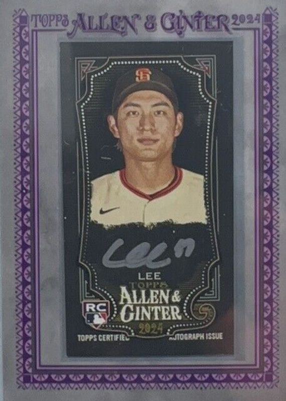 Jung Hoo Lee 2024 Topps Allen & Ginter #MA-JHL Framed Mini Auto - Black Frame /25 Rookie RAW