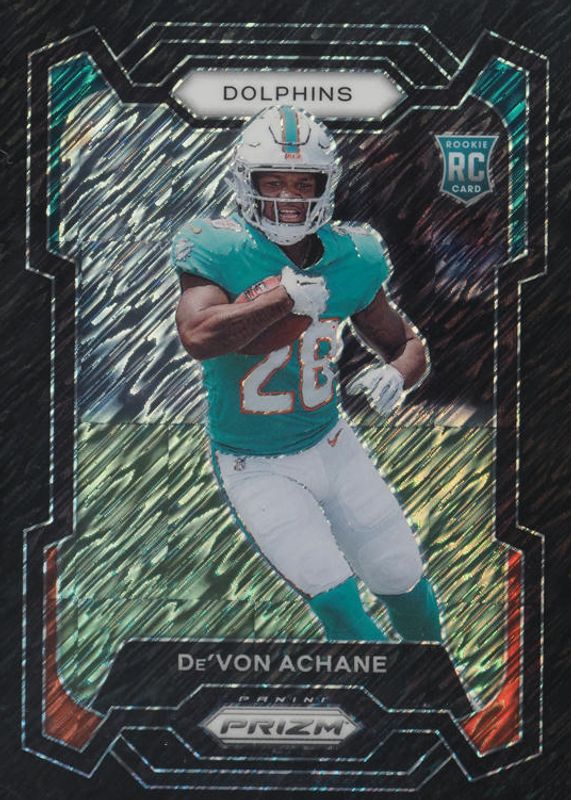 De'Von Achane 2023 Prizm #365 Black Shimmer /1 Rookie RAW