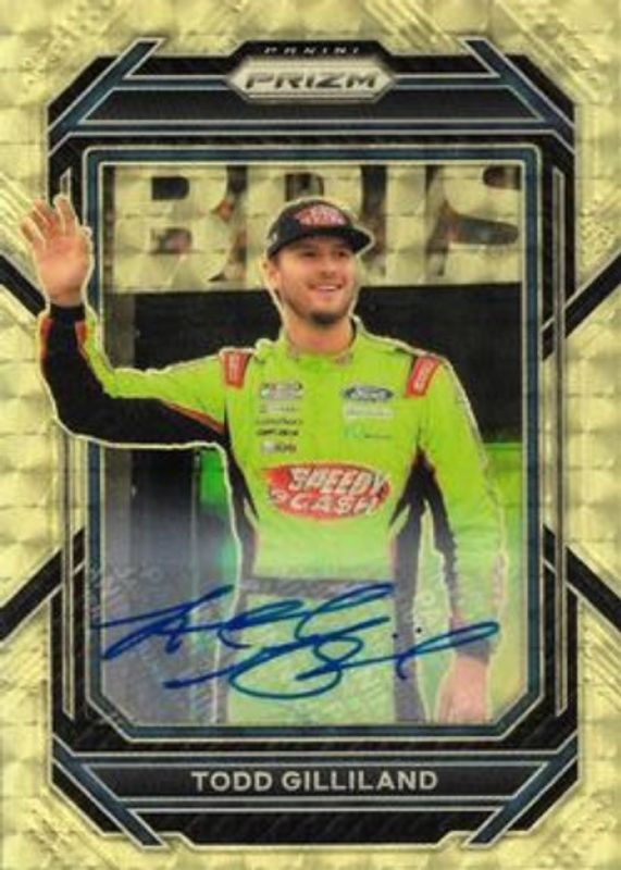 Todd Gilliland 2023 Prizm NASCAR #12 Gold Vinyl Signatures /1 RAW