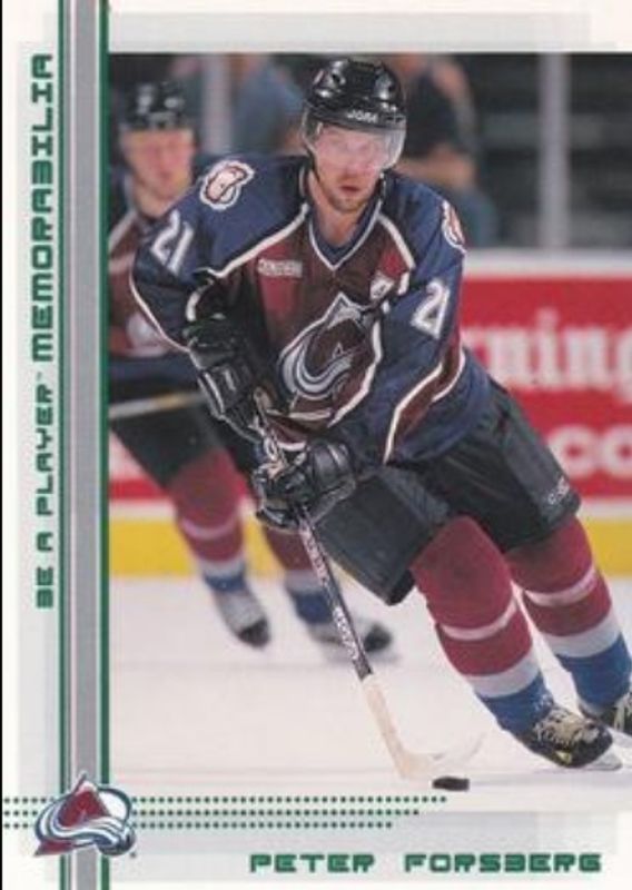 Peter Forsberg 2000 In The Game Be a Player Memorabilia #72 Emerald /10 RAW