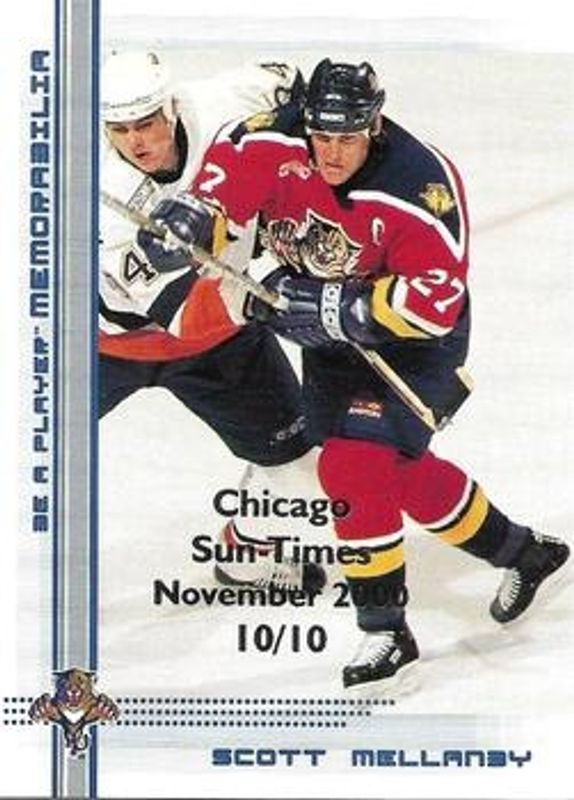 Scott Mellanby 2000 In The Game Be a Player Memorabilia #2 Chicago Sun Times Sapphire /10 RAW
