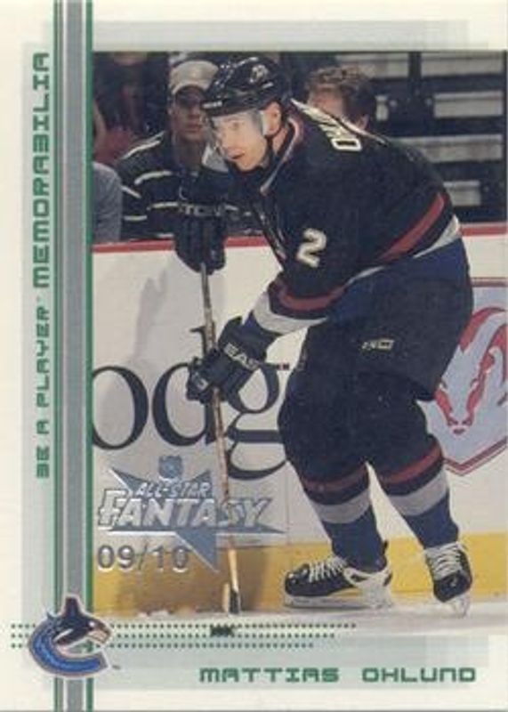 Mattias Ohlund 2000 In The Game Be a Player Memorabilia #329 NHL All Star Fantasy Emerald /10 RAW