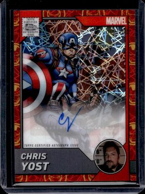 2025 Topps Chrome #AA-CY Marvel Comic Book Artist & Writer Autographs - Iron Man Red & Gold Lazer Refractor /100