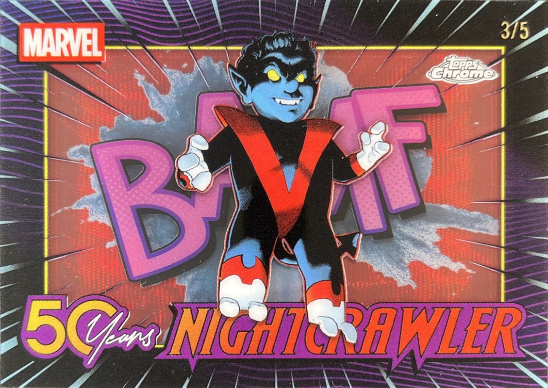 2025 Topps Chrome #NC-1 50 Years of Nightcrawler Shadowbox - Red Wave Refractor /5