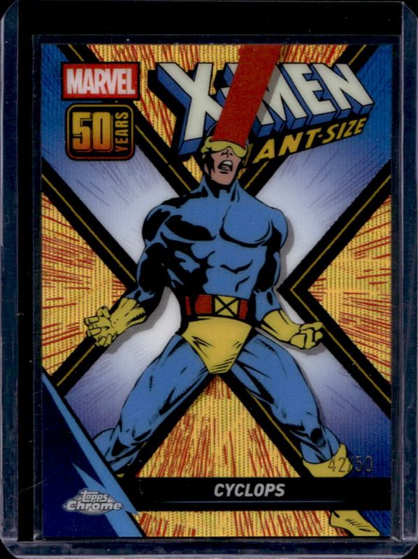 Cyclops 2025 Topps Chrome #XM-10 X-Men Giant Size 50th Anniversary - Gold Wave /50 RAW