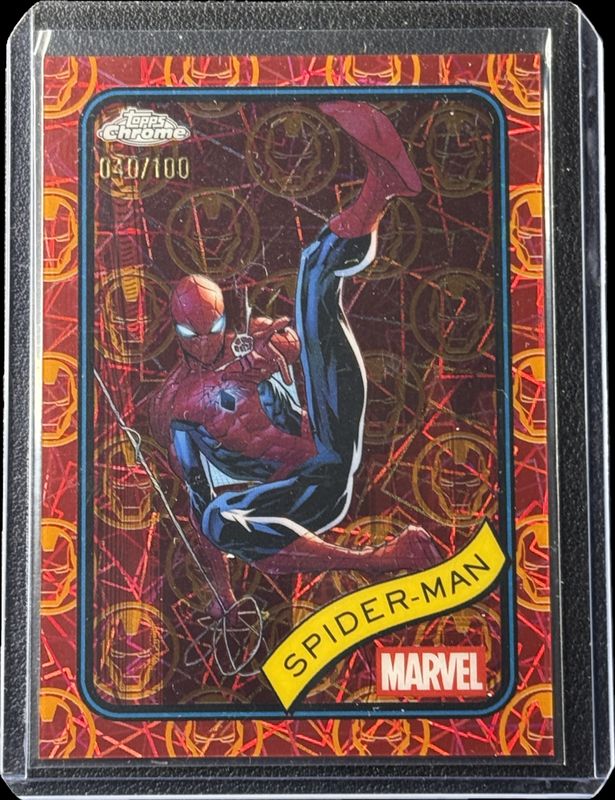Spider-Man 2025 Topps Chrome #101 Iron Man Red & Gold Lazer