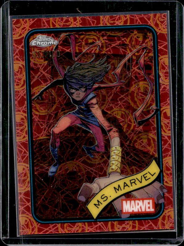 Ms Marvel 2025 Topps Chrome #130 Iron Man Red & Gold Lazer Refractor /100 RAW