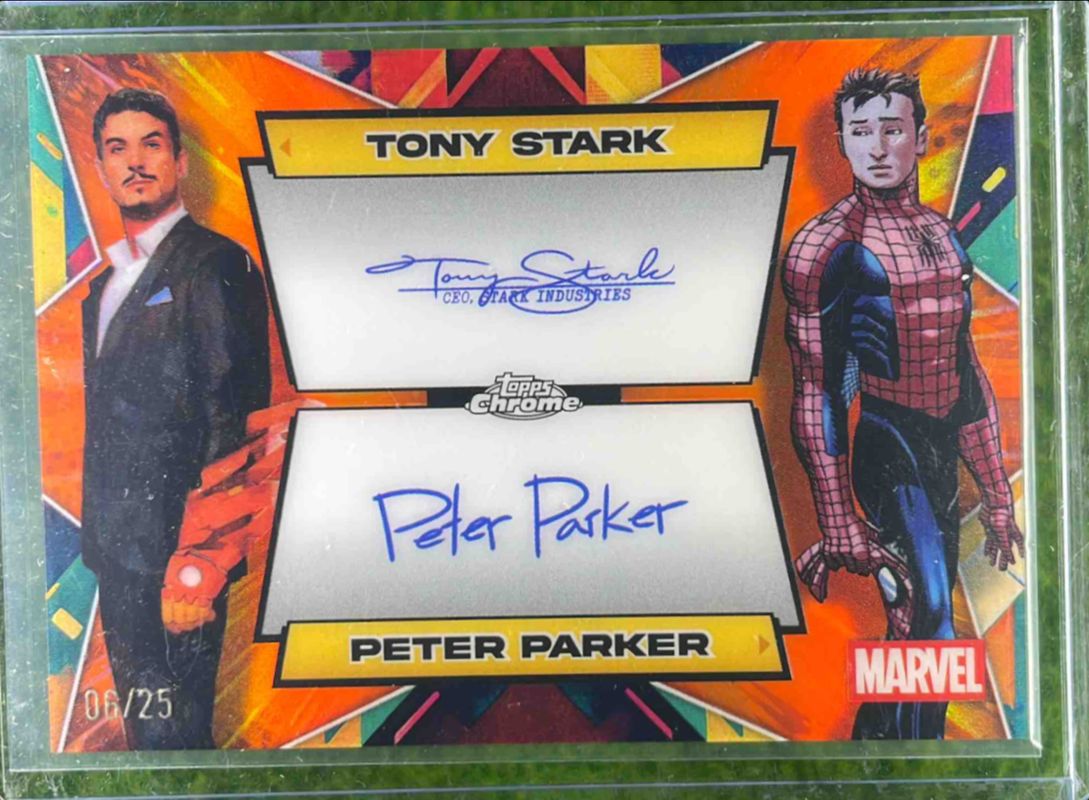 2025 Topps Chrome #FD-SP Marvel Comics Facsimile Dual Autographs - Orange Refractor /25