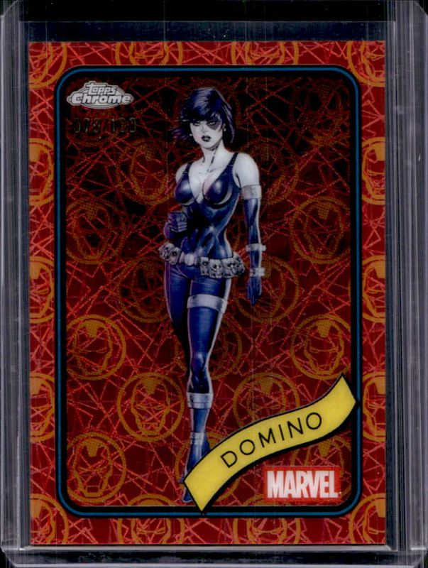 Domino 2025 Topps Chrome #154 Iron Man Red & Gold Lazer Refractor /100 RAW