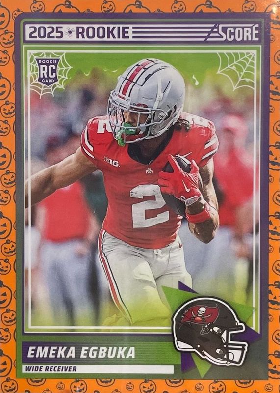 Emeka Egbuka 2025 Score-A-Treat #2 Orange Pumpkins Rookie PSA 10