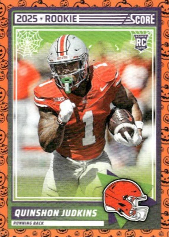 Quinshon Judkins 2025 Score-A-Treat #38 Orange Pumpkins Rookie RAW