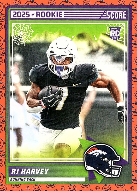 RJ Harvey 2025 Score-A-Treat #49 Orange Pumpkins Rookie RAW