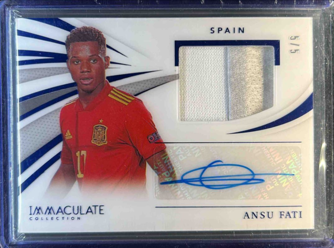 Ansu Fati 2021 Immaculate #MA-AF Memorabilia Autographs - Sapphire /5 RAW