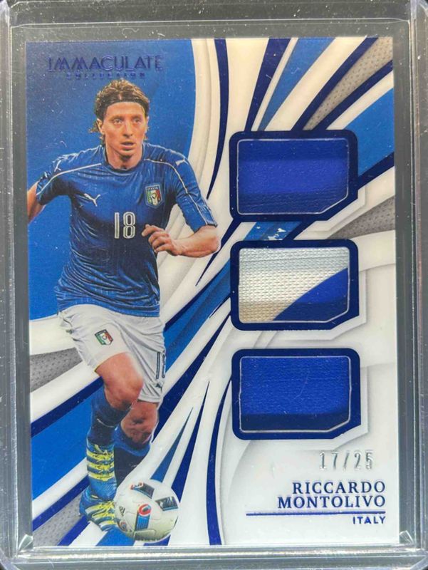 Riccardo Montolivo 2021 Immaculate #PT-RM Patch Trios - Sapphire /25 RAW